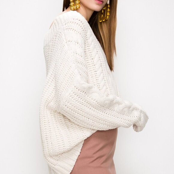 3 COLORS OPTIONS CABLE KNIT SWEATER - Picture 8 of 9